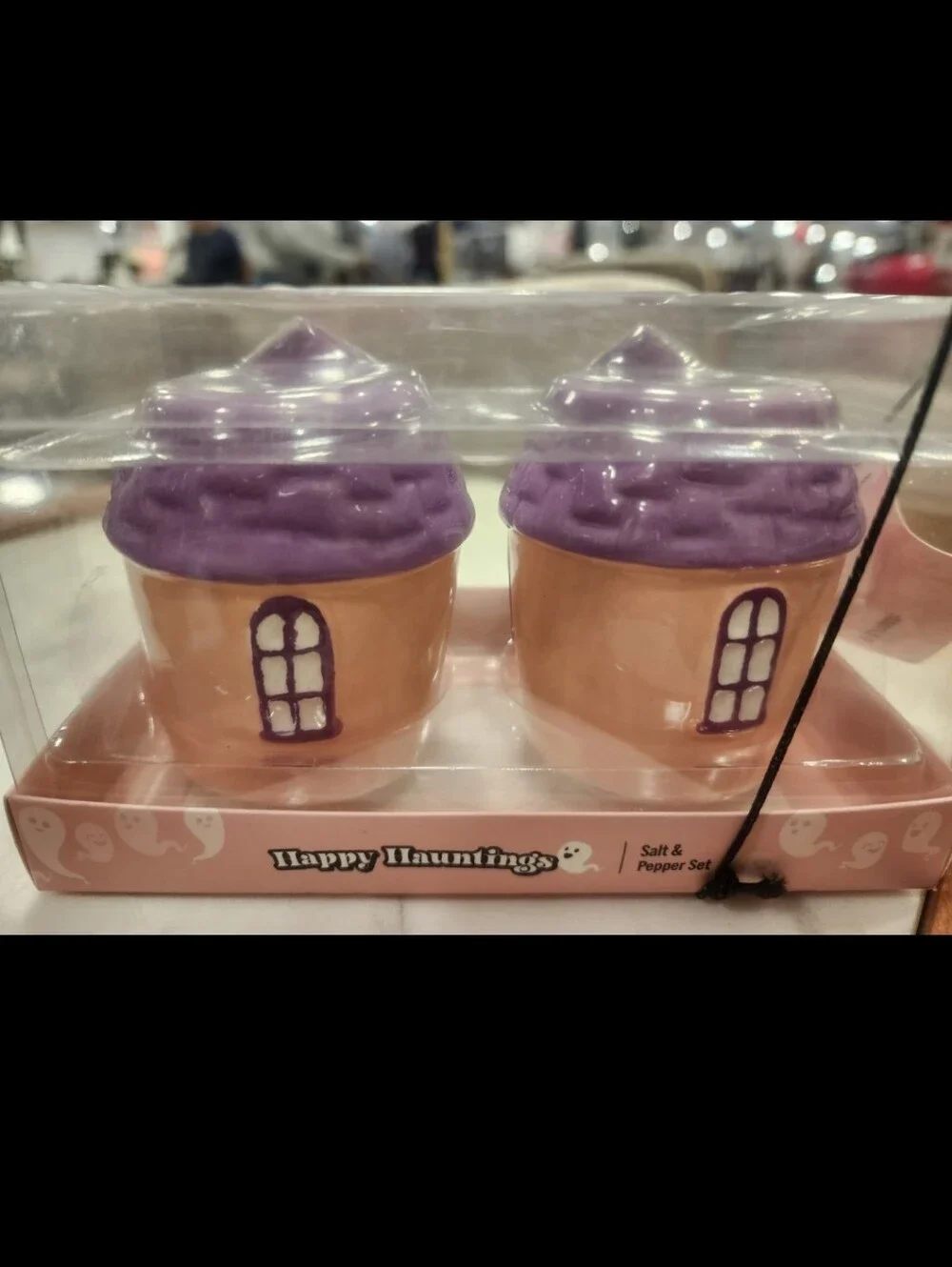 Happy Hauntings Purple & Orange Haunted House Salt and Pepper Set